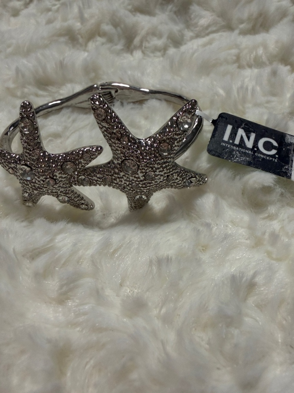INC International Concepts Silver Starfish Cuff Bracelet NWT